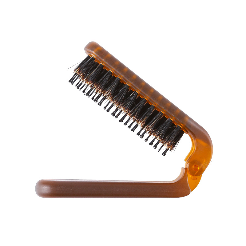 Peine de pelo plegable, cepillo de pelo portátil con cerdas de jabalí, masajeador de cabeza, peines de viaje, Accesorios para peinados: Default Title