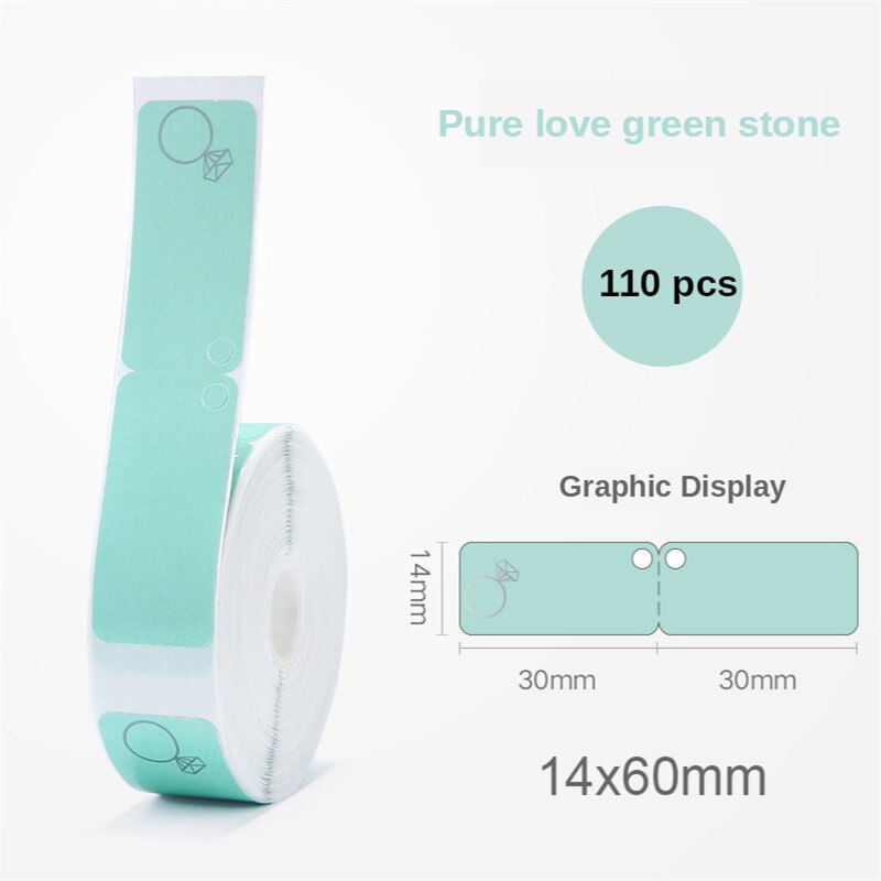 D11Printer Label Jewellery Bracelet Waterproof Anti-Oil Tear-Resistant Price Label Pure Color Scratch-Resistant Label Paper Roll: Pure love green