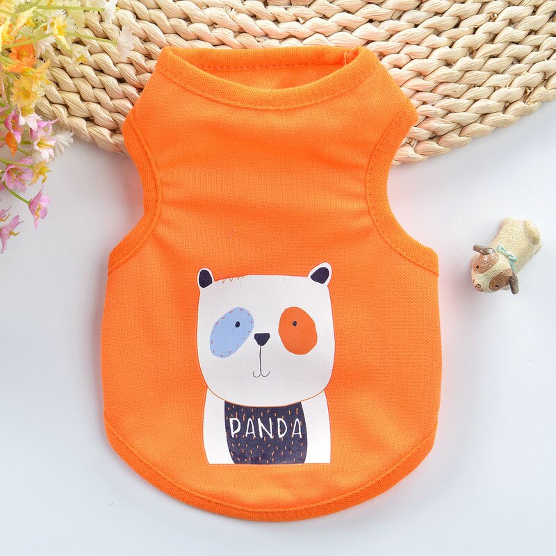 Dog Clothes Small Dogs XXXS-XS Simple Puppy Dog Accessory Thin section T-shirt Striped Pet Vest Sleeveless Solid Summer Clothes: Orange / XS