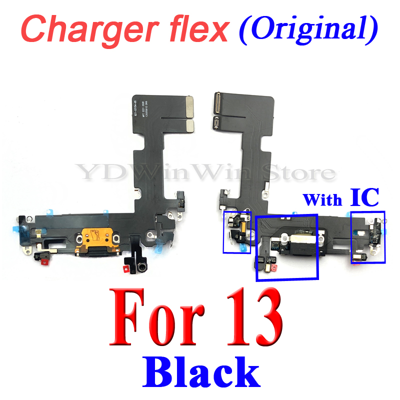 Dock Connector Charger Port Flex Cable For iPhone 13 Pro Max 13 mini USB Charging With Microphone IC Ribbon Replacement: Pink