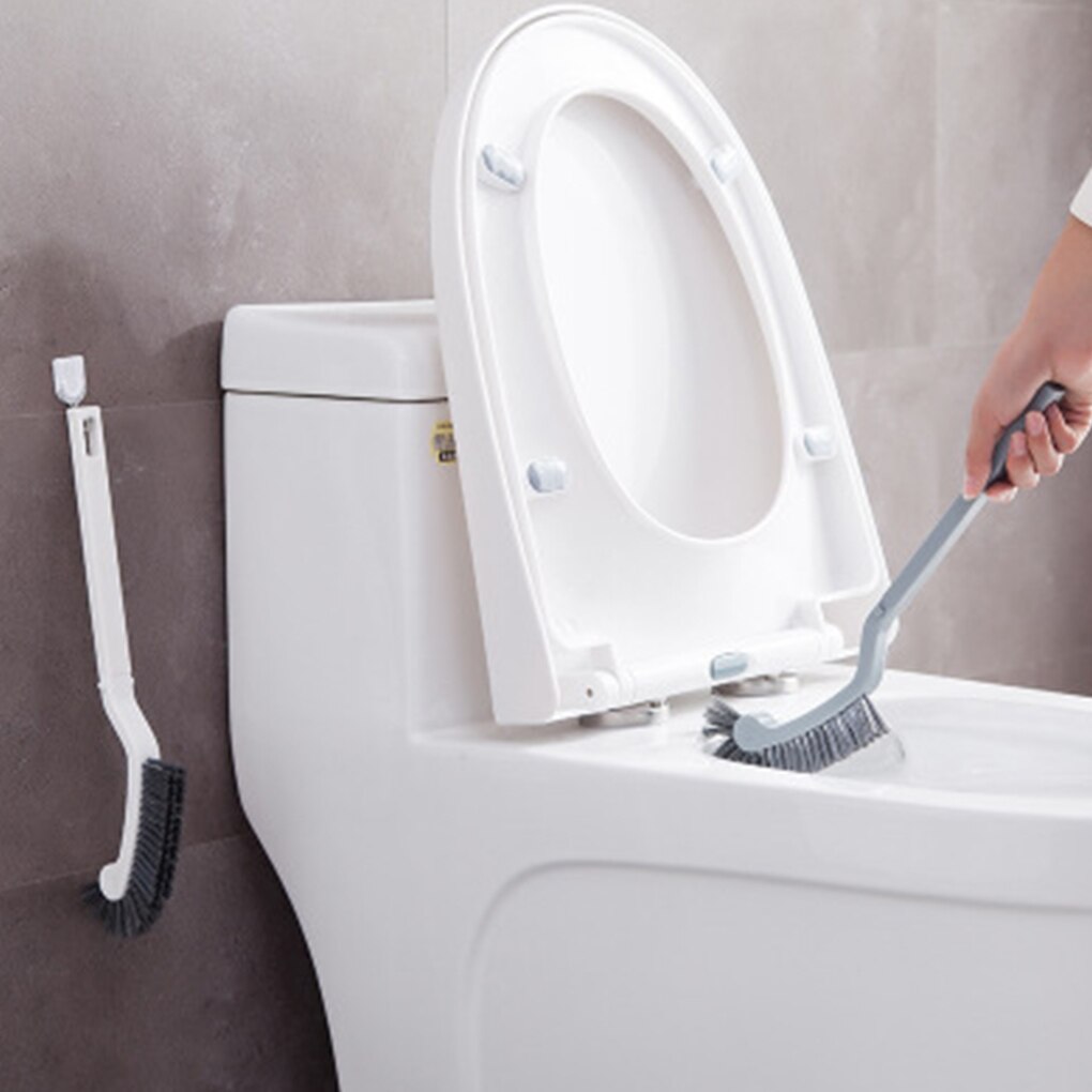 Strong Toilet Cleaning Brush Plastic Scrubber Curved Clean Side Bending Handle Corner Brush Bathroom WC Cleaning Toilet Supplies