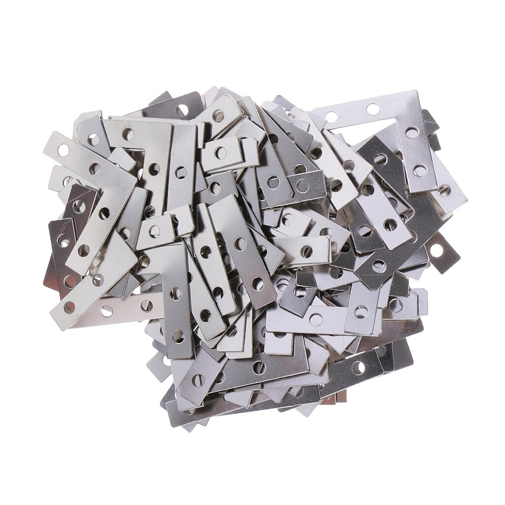 Set Of 100 Metal Flat Connectors L Shape Perforated Plate Fastening Wood Connector