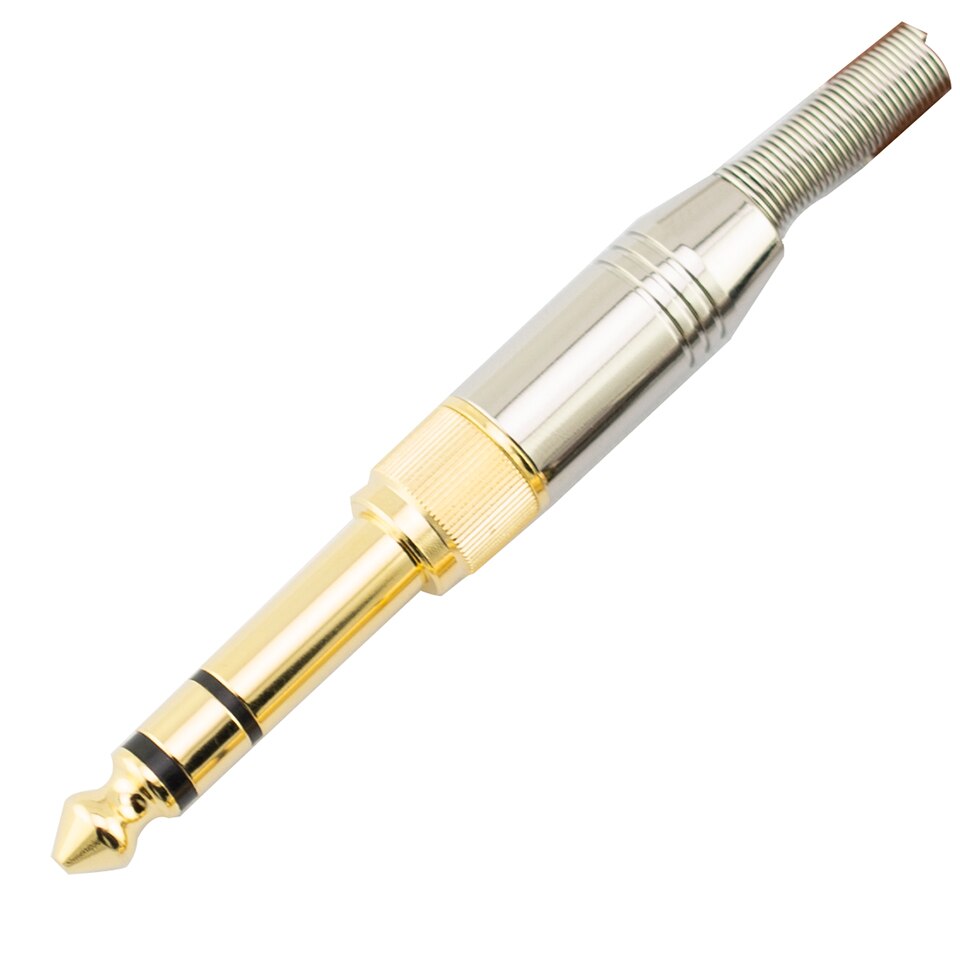 Gold-plated 3.5mm headphone threaded welding head 6.35mm to 3.5 conversion plug repair headphone plug: Blue