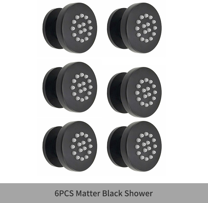 Black Round Body Rain Shower Spray Jets Bathroom Solid Brass Square Head Sprayer Set Saving Water Massage Jet System