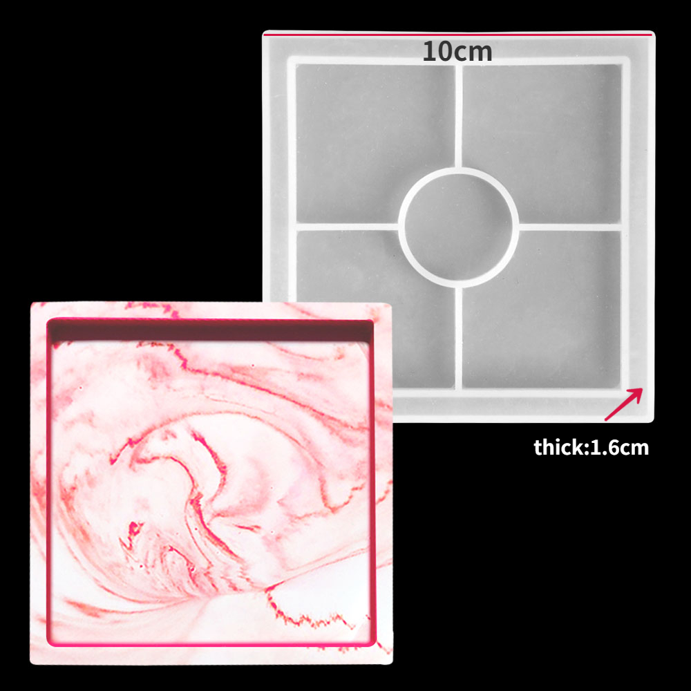 DIY Oval Tray Silicone Mold Coaster Tray Mold Storage Box Silicone Molds for Gypsum Concrete Coaster Crystal Epoxy Mould: Square Coaster