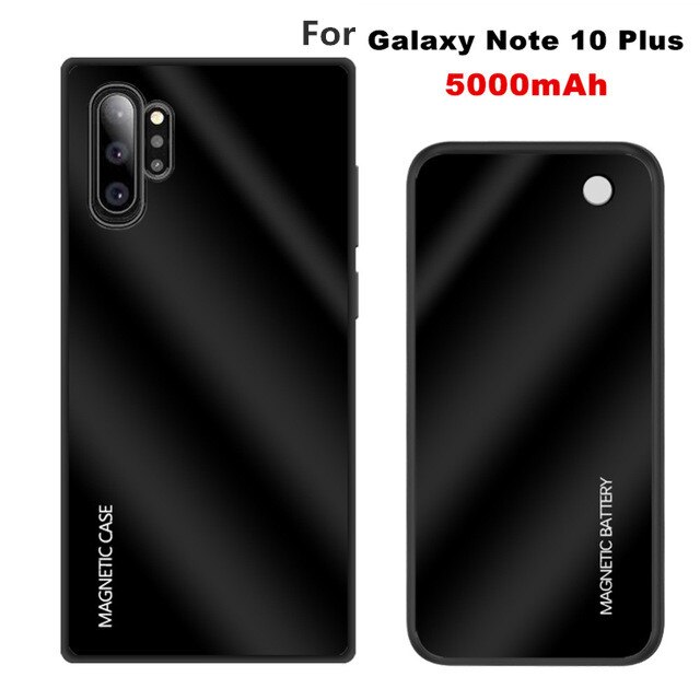 Funda magnética para Samsung Galaxy Note 10 Plus, batería de carga inalámbrica, 5000mAh: Black For 10 Plus