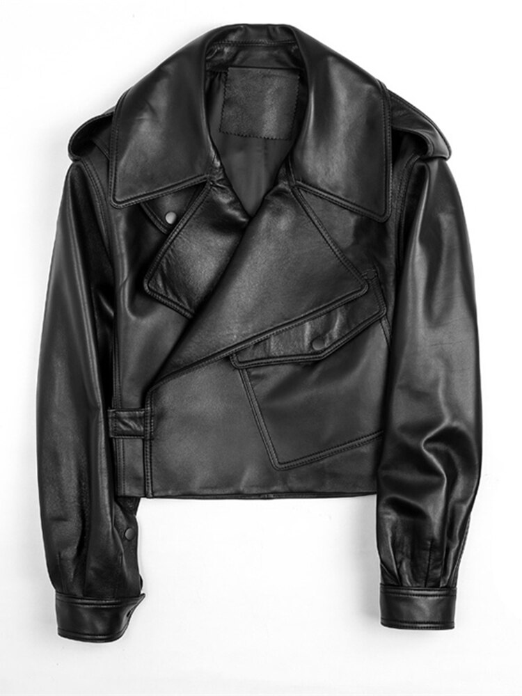 Aelegantmis sort kort løs pu læderjakke efterår vinter blød kunstlæder jakke street casual outwear damer biker jakke