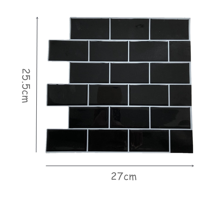 Selvklebende peeling og pinne svart undergrunnsfliser backsplash 3d mosaikk veggoverføringer klistremerke diy kjøkken dårlig hjem dekor vinyl