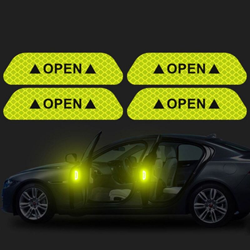 Auto Tür Öffnen Reflektierende Warnband markieren Nacht Sicherheit Aufkleber für BMW alle serie 1 2 3 4 5 6 7 X E F-serie E46 E90 F09: 4pcsA Grün