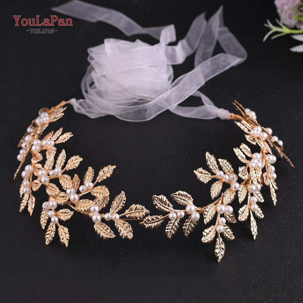 Topqueen  sh353 pearl bride brudklänning bälte gyllene blad brudtärna klänning bälten för kvinnor elastiskt utsmyckat midjebälte: Vit organza