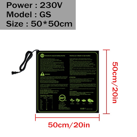 Seedling Heat Mat 110/120/220/230V Seed Germination Growth Heat Mat Plant Potted Bonsai Keep Warm Pad Garden Supplies US UK: 230V 50x50cm