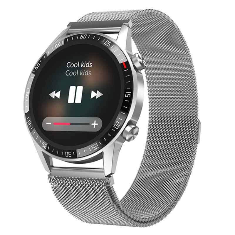 Q88 montre intelligente Bluetooth appel 46MM plein rond moniteur de fréquence cardiaque cadran réponse Sport Fitness hommes Smartwatch: Silver Steel