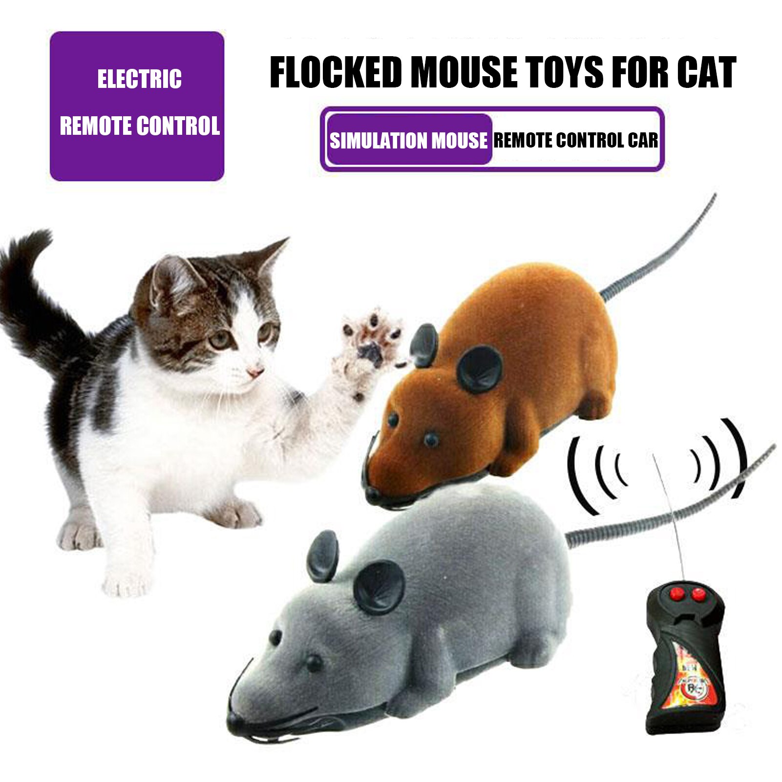Juguetes del ratón inalámbrico RC ratones gato juguetes de Control remoto falsa Mouse novedad RC divertida del gato jugando ratón electrónicos rata ratón