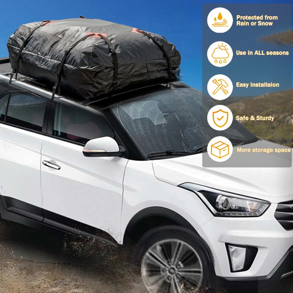 Car Roof Bag Cargo Carrier 15 Cubic Feet Waterproof Rooftop with 8 Reinforced Straps Car Roof Bag Large Capacity Car Roof Bags