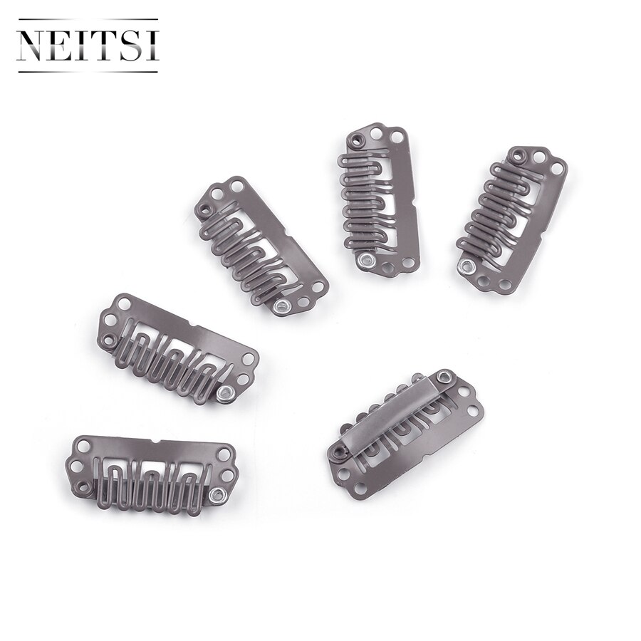 Neitsi U Shape Clips Stainless Steel Hair Snap Clips for Feather Clip In Hair Extensions Wigs Weft 2.8cm 50pcs/pack 5 Colors