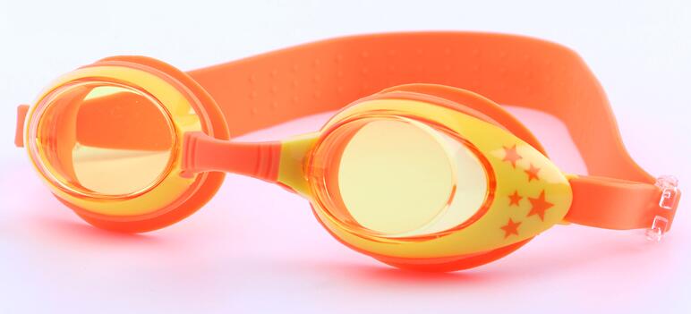 Børn svømmebriller anti-tåge uv børnestjerner sport svømmer briller silikone arena vandbriller vandtætte svømmebriller: Orange