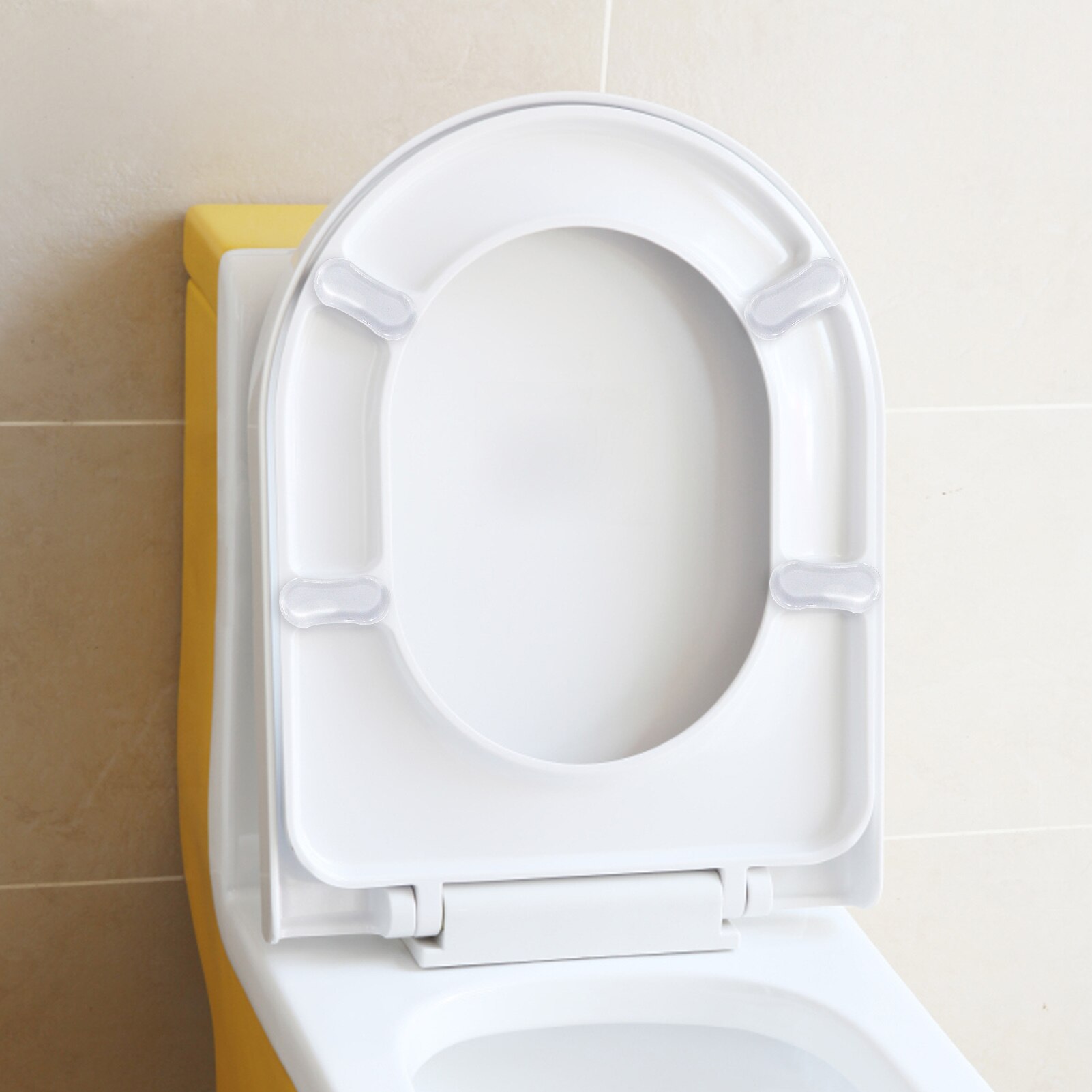 Parachoques de silicona para asiento de inodoro, accesorio transparente de bidé, amortiguador a prueba de golpes y absorción de ruido, cojín de ventosa para inodoro de 4 piezas