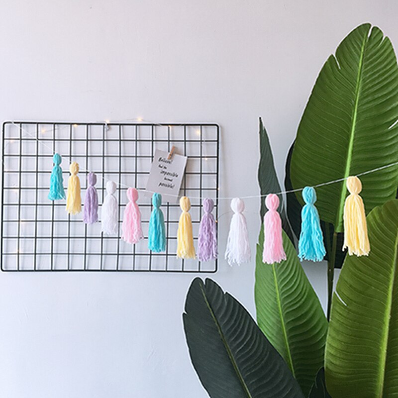 Ins nordisk børneværelse dekoration kvast guirlande snor vægophæng ornamenter børneværelse vægindretning baby shower fotorekvisitter: Kvaststreng  -2