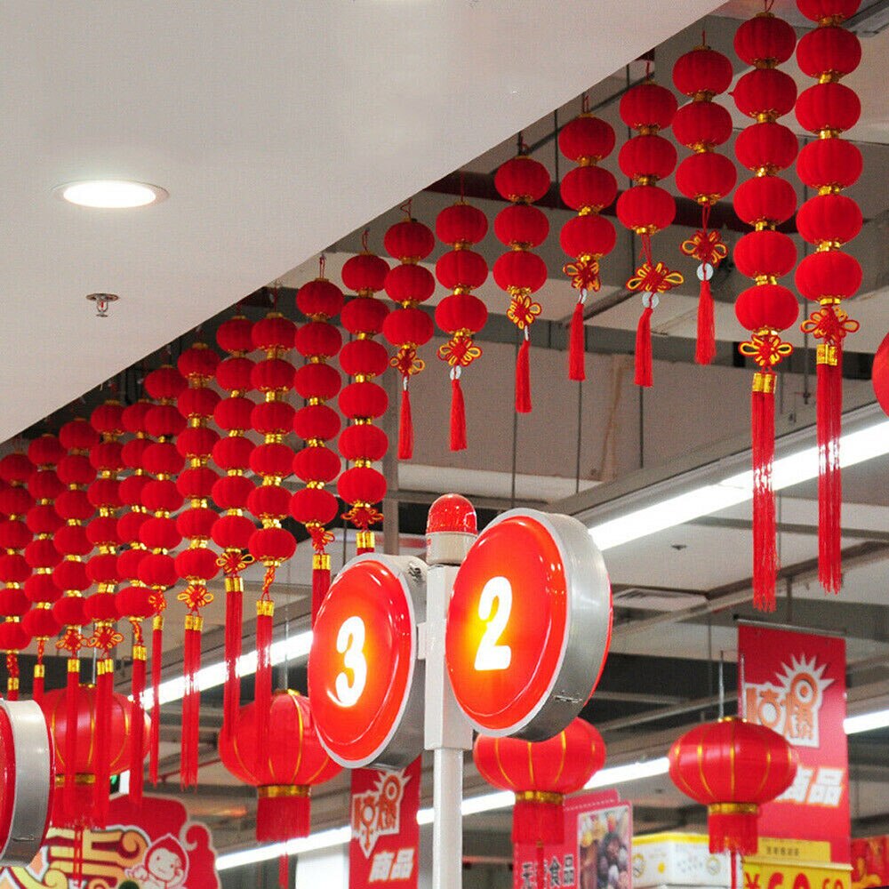 Small Red Chinese Mini Lanterns 30 Pieces Pack Year Festival Wedding Decor Plastic Lanterns Decoration Style