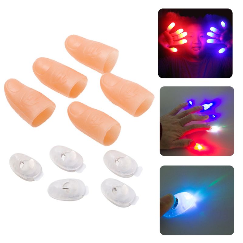 10Pcs Grappige Led Light Magic Vinger Mouwen Flashing Glow Tumbs Halloween Party