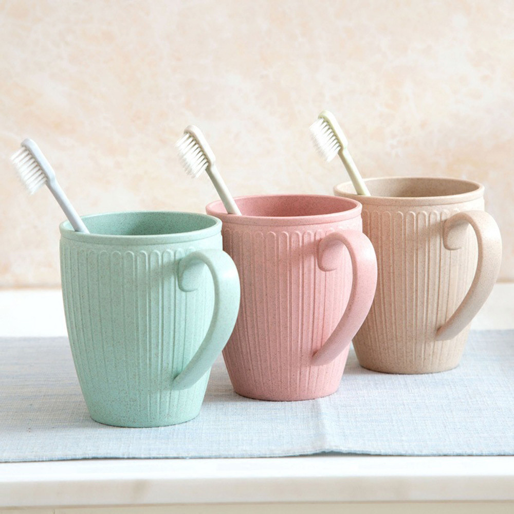 Mug Wheat Straw Mate Cup Brush Teeth Cup Bathroom Tumblers Mouthwash Cup Drinking Water Cup Bathroom Accessories