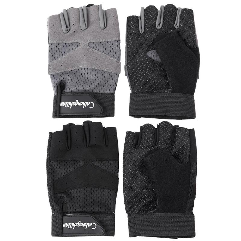 Sport Fitness Anti-Zweet Anti-Slip Outdoor Fietsen Ademende Half Vinger Handschoenen Zwart Grijs Fietsen Accessoires L/xl