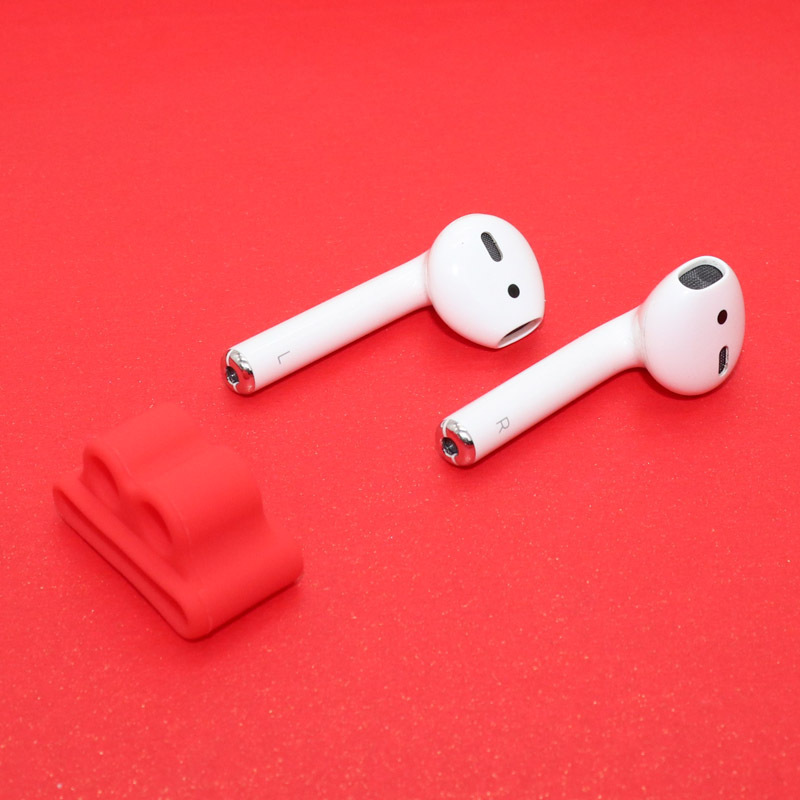 Support d'écouteurs Bluetooth en Silicone Anti-perte, pour AirPods Apple i7, Clip de support d'écouteurs pour Apple Watch: Olive
