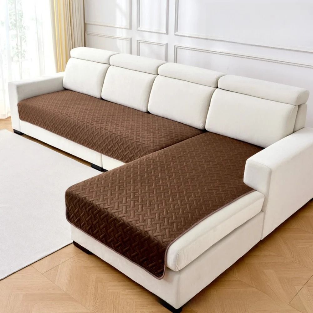 Antislip bankhoes van nederlands fluweel, elastische stof met gestreept patroon, volledige hoes, vuilafstotend en antislip.