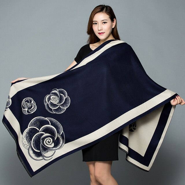 Châle pour femmes, automne hiver, écharpe en cachemire, Pashmina chaude, grande taille, douce, couverture multi-usage: E