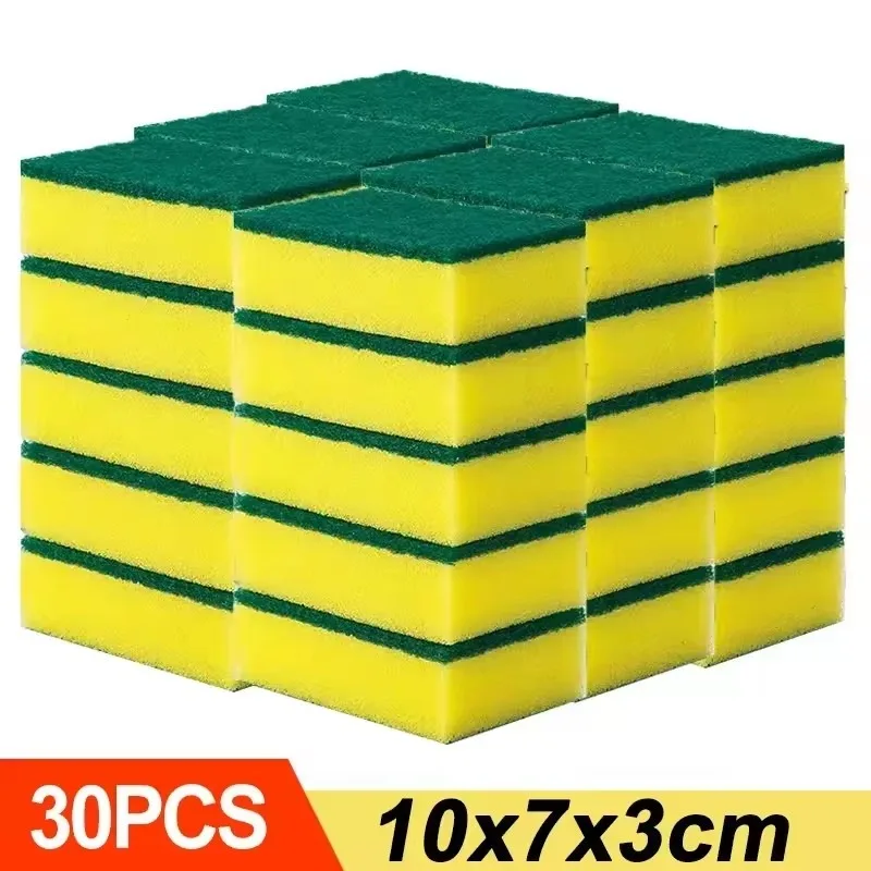 100/1Pcs Kitchen Dishwashing Sponge Household Cleaning Brush Sponge Soft Absorbent Clean Rub Pot Rust Pad Scouring Removing Kits: Silver