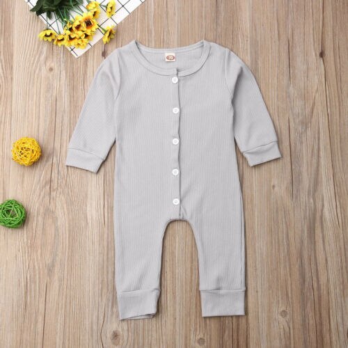 Peuter Baby Kid Meisje Jongen Lange Mouw Bodysuit Jumpsuit Outfit Herfst Kleding: Grijs / 3M