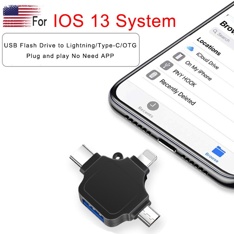 Ingelon 3 in 1 USB 3.0 Adattatore Fulmine Tipo-C OTG USB Flash Drive per il iphone/ipad/Android Accessori per Notebook Adattatore