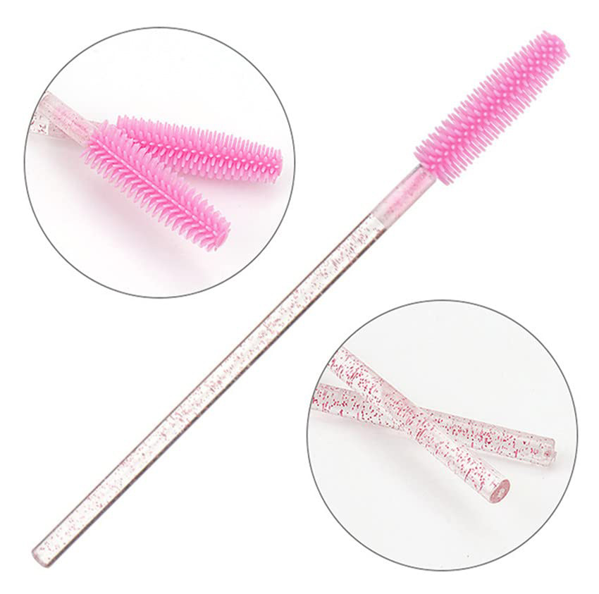 50 pestañas postizas cosméticas cepillo de pestañas de silicona repetido muchas veces alargamiento de pestañas femeninas herramienta de belleza