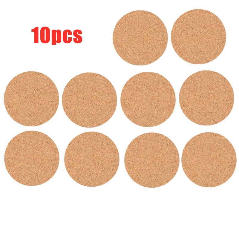 3/5/10 pcs Cork Coaster Set Coffee Cups Mat Wood Pattern Tablemats Drinking Glasses Placemat Cork Cup Stand Cafe Bar Accessoires: 10 cps