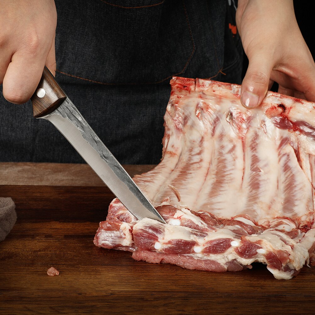 Wak Professionele Handgemaakte Keuken Bot Mes 5.7 Inch Uitbenen Mes Lange Lemmet Keuken Snijden Messen Houten Handvat Keuken Mes