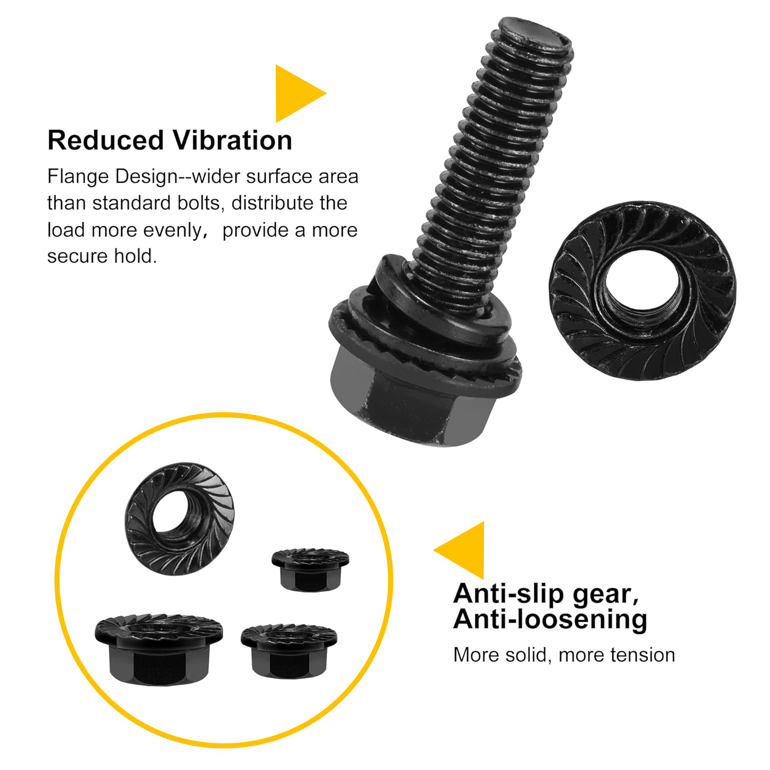 Kit de tuercas y pernos hexagonales con brida de 272 piezas, perno M6, pernos M8 x 1,25, M10-1,5, surtido de pernos métricos, acero de aleación clase 10,9 platillo de zinc negro