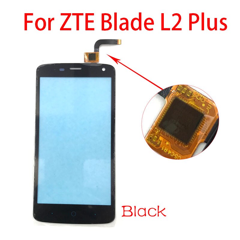 Panel de lente de vidrio exterior con Sensor de Digitalizador de pantalla táctil para ZTE Blade L2 L3 L4 L5 Plus: L2 Plus   Black