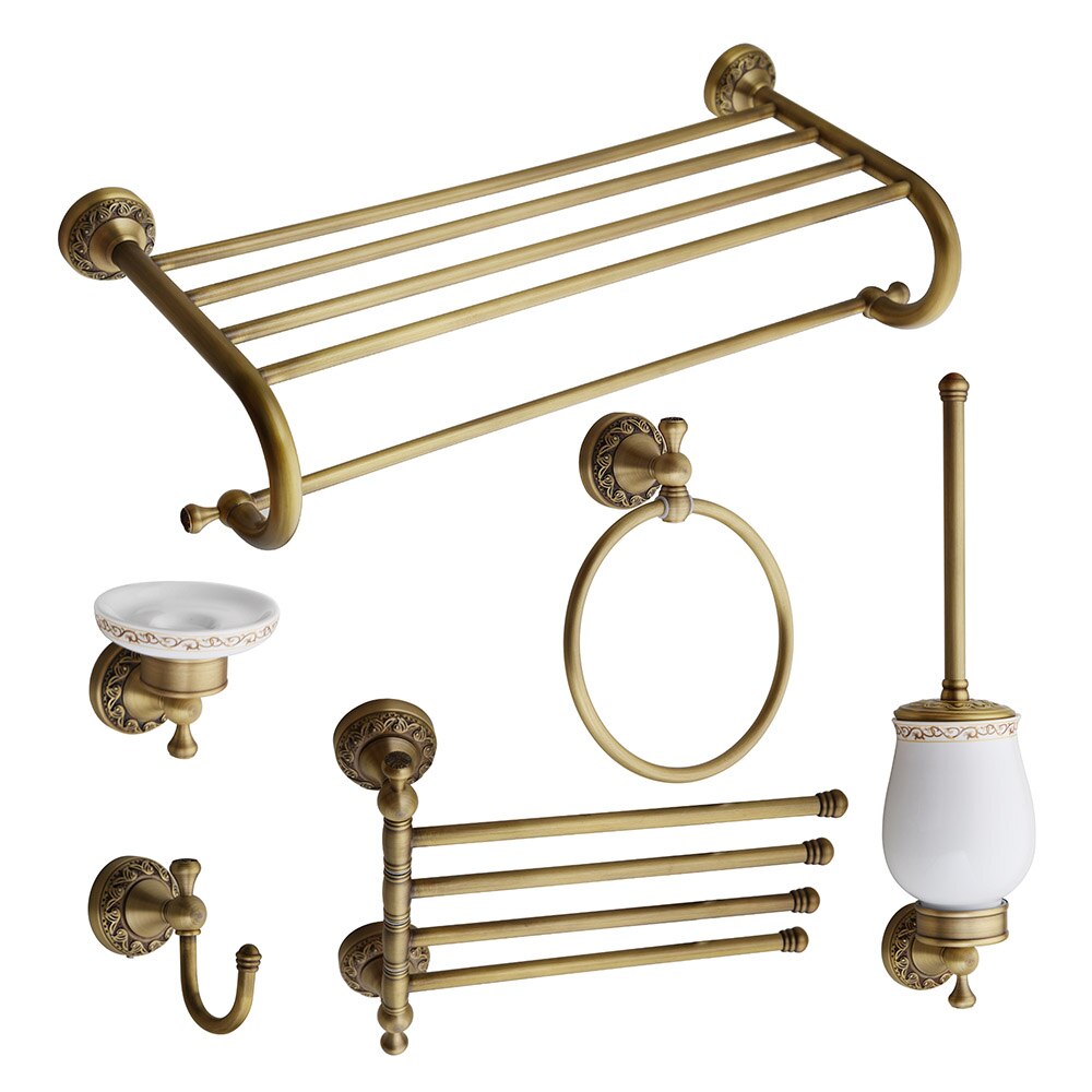 YANKSMART antyczny mosiądz akcesoria łazienkowe zestawy papier toaletowy szczotka robić wc wieszak na ręczniki wieszak na ręczniki robić montażu na ścianie zestaw Combo