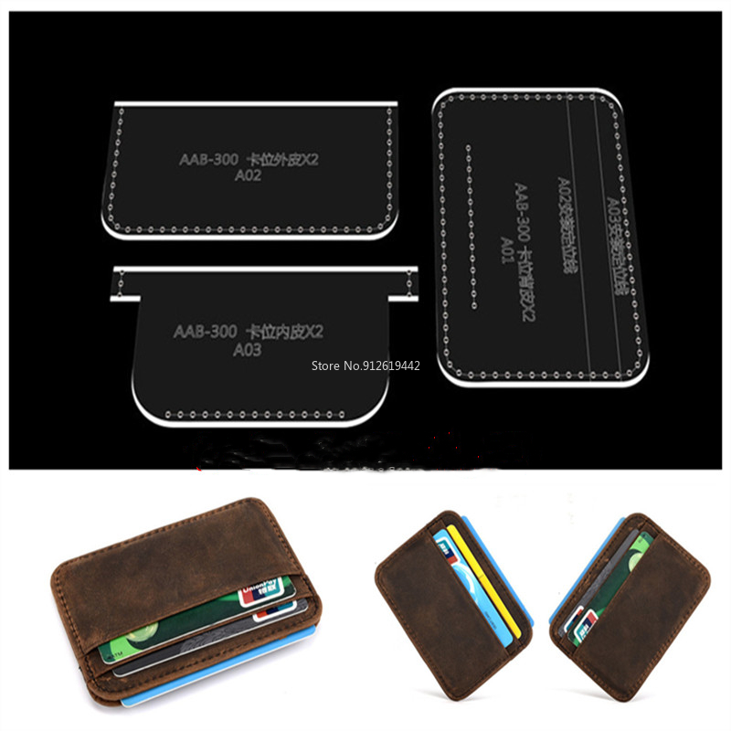 1set Leather Handmade Craft Women Coin Purse Bag Sewing Pattern Acrylic Stencil Template Sewing Accessories with Holes 10*7