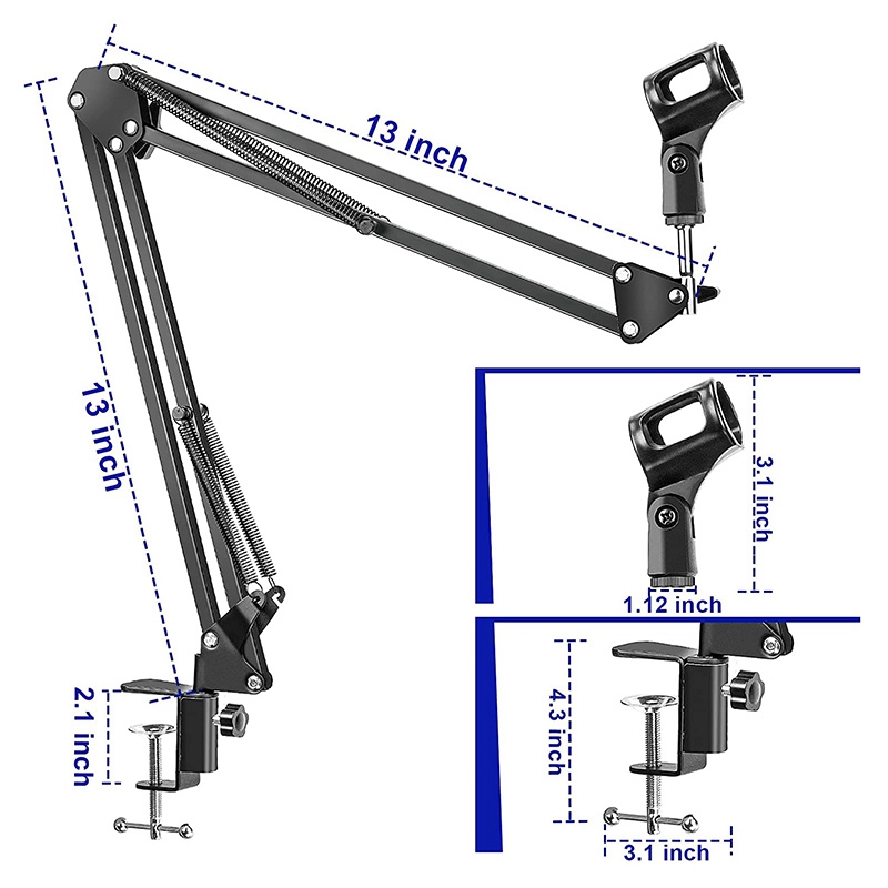 Microphone Arm Stand,Adjustable Suspension Boom Scissor Arm with Screw Adapter and Cable Ties and Other Mics