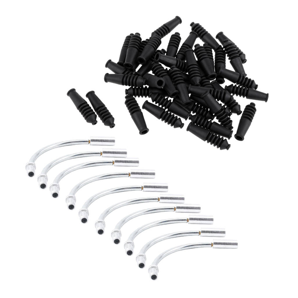 10x Brake Noodle V-Brake Cable Guide 90/110° Bent &amp; 20x Black Boots for Folding Bicycle Mountain Road Bike Front/Rear V-brakes