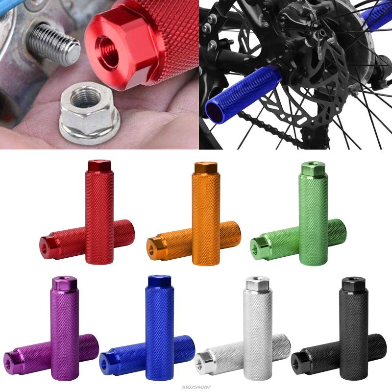 DONGLING Fietssteunen 1 Paar As Achter Voetsteunen Voetsteunen Universele Aluminiumlegering Voor BMX MTB Fiets Pedalen 3/8 Stuntpinnen (Groen 2