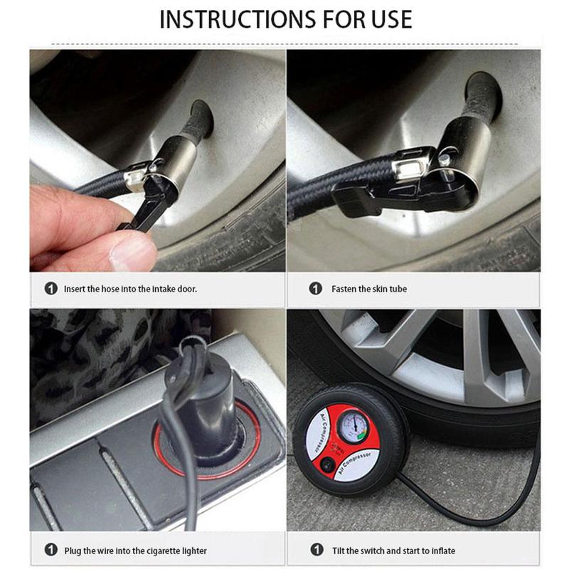 Car Air Pump Portable Electric Mini Tire Inflator Air Compressor Car Auto Pump 260PSI 156W 12V Low Noise High Efficiency 2021New