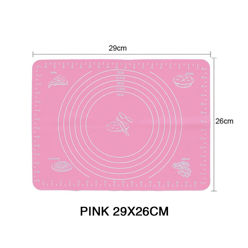 Kneading dough mat silicone Pastry Accessories Sheet Pads Thick Non-stick Rolling Mats Kitchen Cookie Cake Baking Mat Tools: Pink 29x26cm
