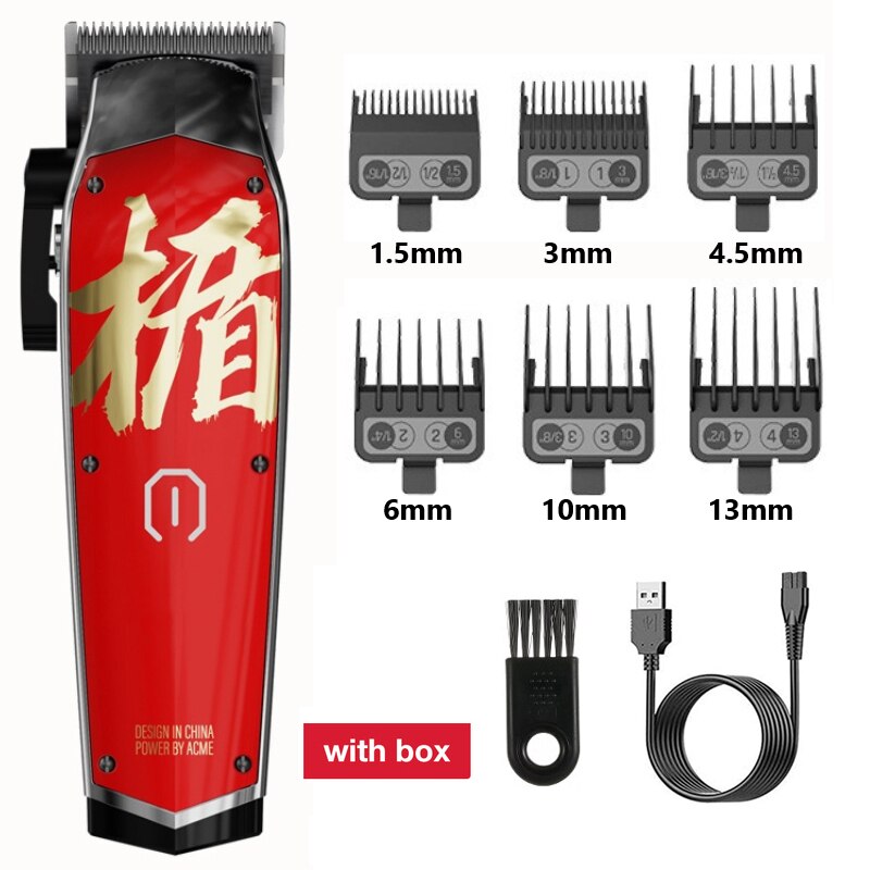 Madeshow – tondeuse à cheveux électrique professionnelle M10 + pour hommes, Machine de coupe de cheveux 7000 RPM, salon de coiffure, Rechargeable par USB: red