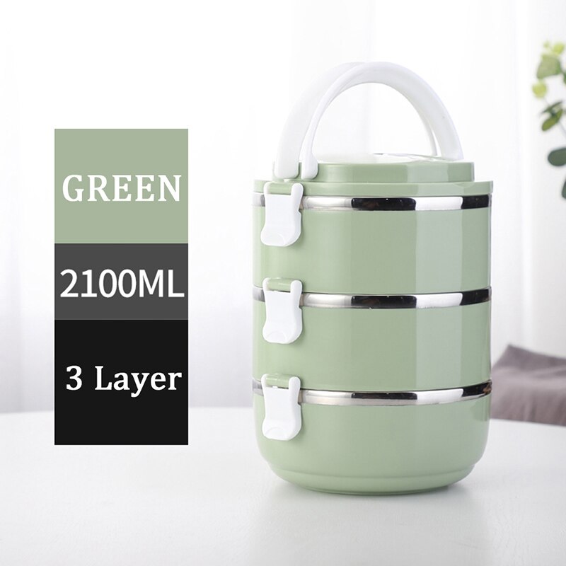 TUUTH 304 Roestvrij Staal Japanse Lunchbox Thermische Voor Voedsel Draagbare LunchBox Voor Kinderen Picknick Kantoormedewerkers School: JpA-3Layers-Green