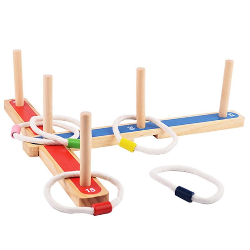 Gadgets GARDEN/OUTDOOR ROPE QUOITS & WOODEN PEGS THROWING GAME Family Pegs And Rope Toss Game