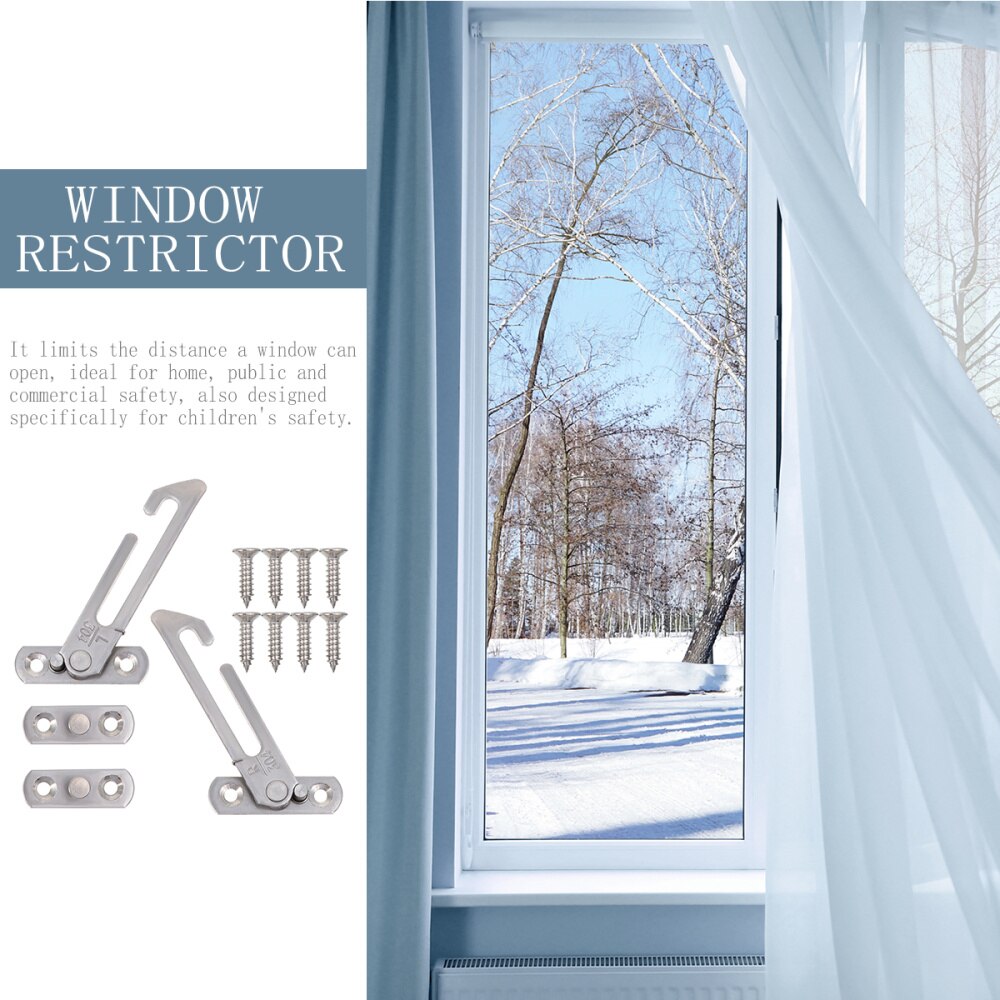 1 Set Window Restrictor Strong Sturdy Durable Steel Window Lock Sliding Window Hook Window Restrictor for Home