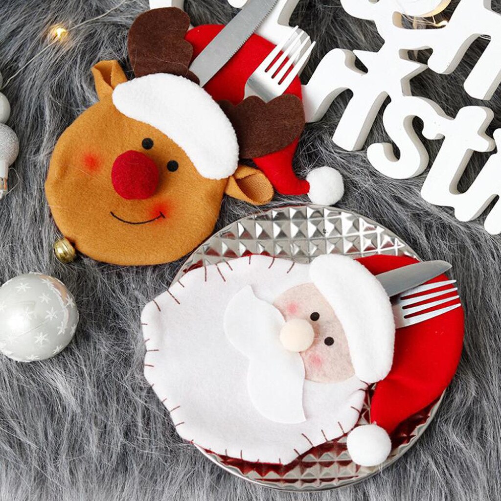 Dorp Xmas Bestek Zak Servies Zakken Vorken Cover Sneeuwpop Kerstman Elanden Christmas Party Decoratie Voor Kinderen: Default Title