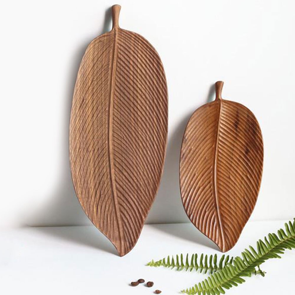 Black Walnut Plate Leaf Pattern Snack Plate Log Saucer Tea Tray Wood Tableware Irregular Shape Storage Trays